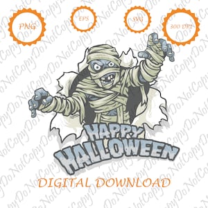 Zombie Gelukkig Halloween PNG | Digitale download | Transparante achtergrond | Zombie-Svg | Illustraties | PNG en SVG | Cricut-bestanden