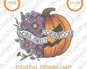 Koszulka na Halloween | Upiorna Połowa Dyni | Kwiatowa Czaszka Png | Koszulka na Halloween | Upiorna Koszulka | Prezent na Halloween