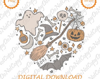 Cuore spettrale PNG/ Strega PnG / Camicia di Halloween PNG / Png autunnale / Png retrò / Resta spettrale PNG / Amici horror Png / Png spettrale