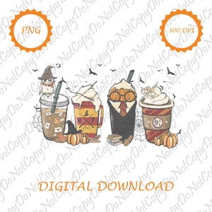 Harry Coffe Mug Png, Fall Coffe Mug Png, Pumpkin Spice Latte Png, Retro Halloween Coffee, Hogwart Mug PNg