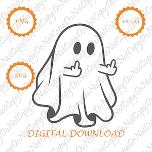 Cute Ghost Svg | Halloween Png | Svg And Png | Spooky Season Svg | Ghost Clipart | Digital Download | Middle Finger Ghosts | Ghost Clip Art