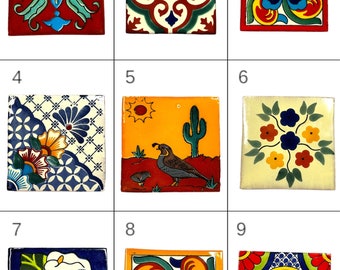 8-Pack Mexican Talavera Tile Coasters YOU CHOOSE Mix & Match