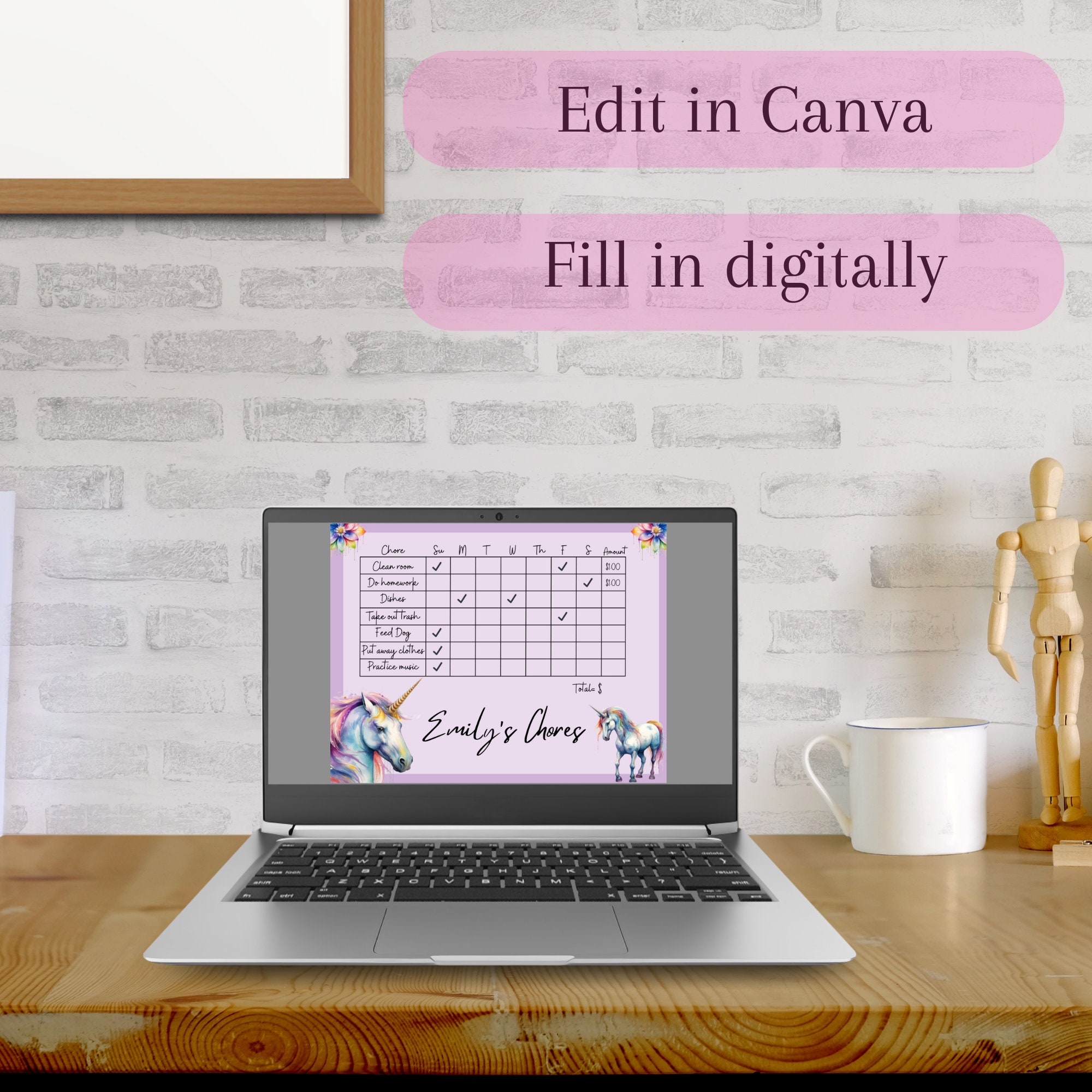 Kid's Chore Chart Template INSTANT DOWNLOAD Editable - Etsy