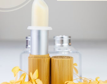 Lippenstift DIY Set, 4 Lippenstifthülsen mit Bambus-Mantel, 4 Alu-/ Silikonformen, Lippenstift selber machen