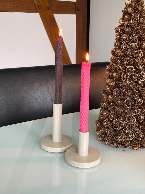 Wachsmann Lot De 2 Bougies En Cire D'Abeille Roulées à La Main 100% Naturelle - Fabriquées En Allemagne, Parfum Miel, Parfaites Pour Noël Et Décoration