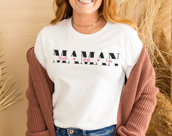 Camiseta de mamá con los nombres de los niños / Camiseta personalizada del Día de la Madre / Camiseta de cumpleaños de mamá / Idea de regalo de mamá