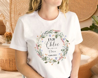 Personalized Floral EVJF T-shirt｜Personalized EVJF T-shirt, Future Bride, Flower Crown T-shirt, EVJF Team Bride T-shirt