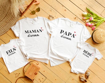 T-shirt assorti famille d'amour / T-shirt maman d'amour / T-shirt assorti / T-shirt papa d'amour / T-shirt famille / T-shirt bébé d'amour