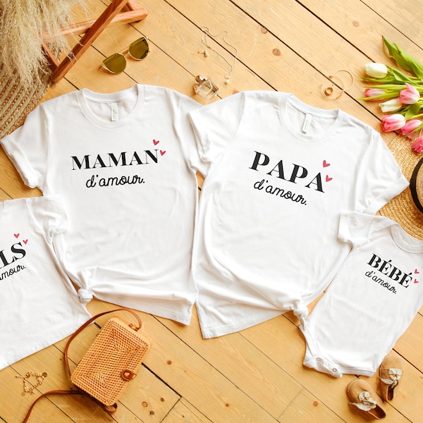 T-shirt assorti famille d'amour / T-shirt maman d'amour / T-shirt assorti / T-shirt papa d'amour / T-shirt famille / T-shirt bébé d'amour