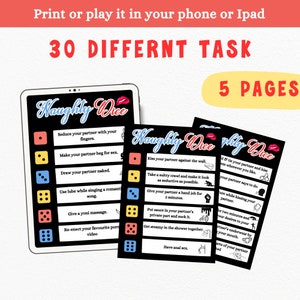 Jeu de dés sales, jeu de couple à imprimer, jeux avec rendez-vous amoureux, adultes uniquement, jeu de cartes pour couple romantique, amorces de conversation, cadeau intimité