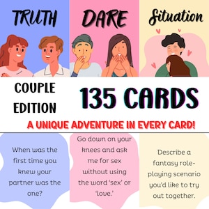135 Juego sucio de verdad y desafío, Iniciador de conversación nocturna, Juegos para parejas, Idea de regalo para parejas, Juego de fiesta para adultos Descarga instantánea,
