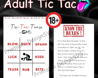 Adult Tic Tac toe for couple, Kinky game, Printable card games, Date Night Games, Romantic Couple card Game, dirty game for couple
