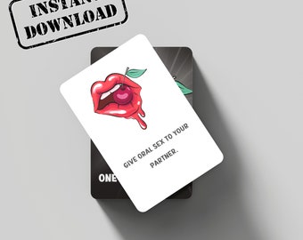 100 Dirty Adult Game Cards, Date Night Games, Romantic Couple card Game, Printable Kissing cards, Digital Flirty Conversation Starters