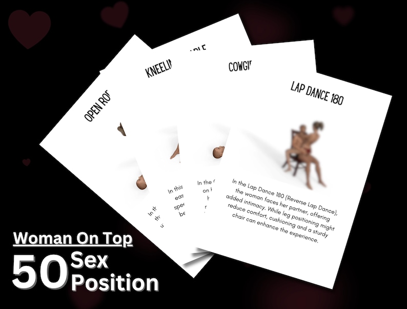 Woman on Top Sex position game card, 53 Kamasutra card Games for couple, Printable Adult Sex Game Romantic Couple, Naughty Gift for Him image 4