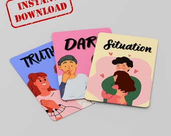 135 Dirty Truth and Dare Game, Date Night Conversation Starter, Couples Games, Couples Gift Idea, Adult Party Game Instant download,