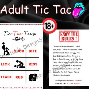 Adult Tic Tac toe for couple, Kinky game, Printable card games, Date Night Games, Romantic Couple card Game, dirty game for couple