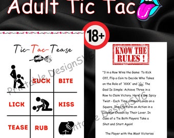 Adult Tic Tac toe for couple, Kinky game, Printable card games, Date Night Games, Romantic Couple card Game, dirty game for couple