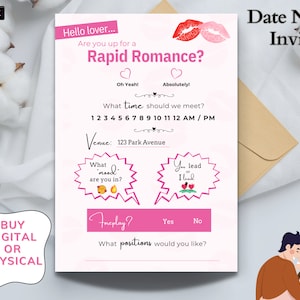 Invitación para una cita romántica, invitación digital para una cita romántica, invitación animada, invitación descargable, mensaje de texto, ideas para una cita romántica, animar la cita.