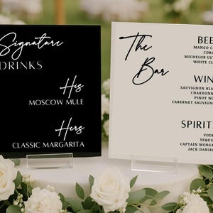 de mariage, lettrage en vinyle personnalisé pour bricolage acrylique, miroir, lin | Enseigne pour boissons signature, signalisation de mariage, mariage minimaliste