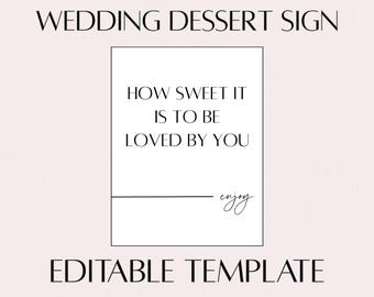 Minimalistisch bord voor dessertreep bruiloft: bewerkbare sjabloon traktatiestation (directe download)