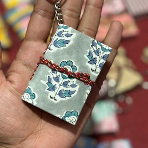 Colorful Fabric Mini Notebook Keychain | Handmade Pocket Journal Charm | Assorted Textile Diary | Cute Purse Accessory | Small Gift for Her