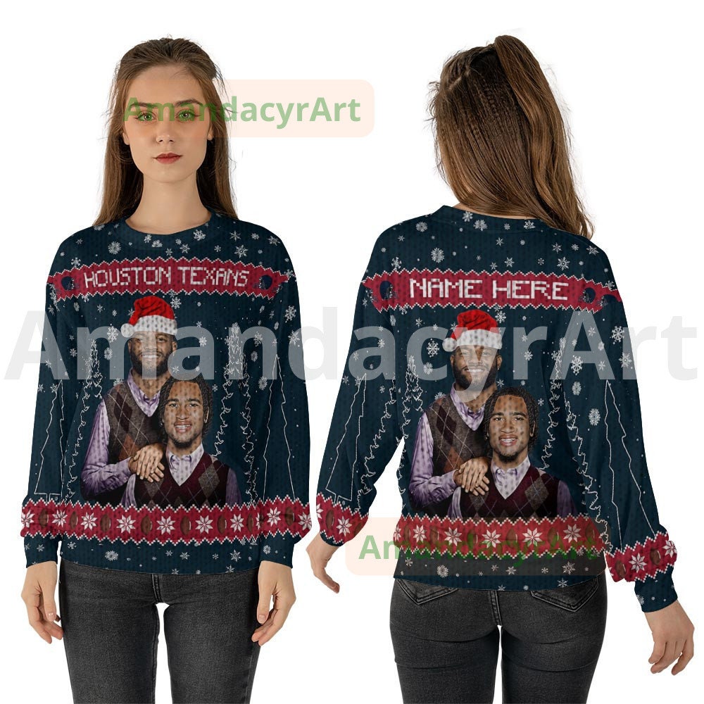 Discover Custom Nico Collins CJ Stroud Houston Football Ugly Christmas Sweater