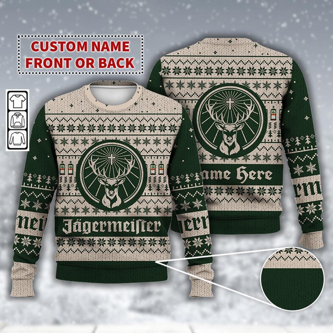 Personalized Jagermeister Ugly Christmas Sweater Jagermeister Etsy