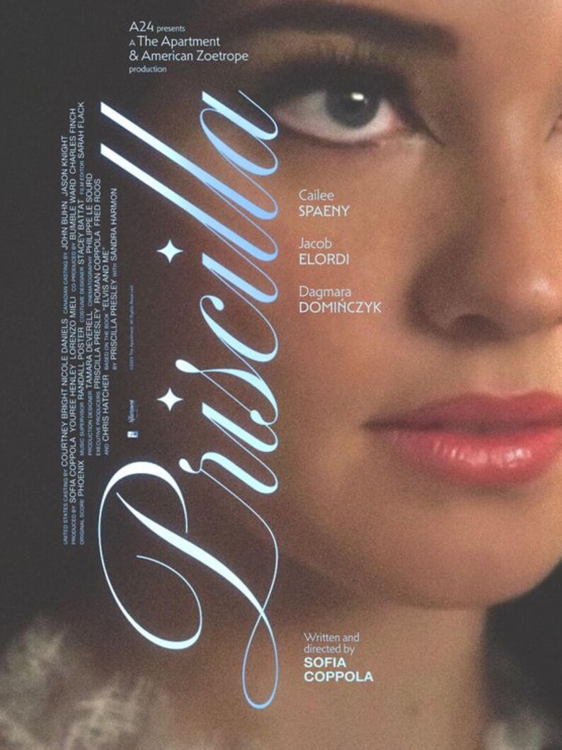 Priscilla Movie Poster 2023 Cailee Spaeny and Jacob Elordi Etsy