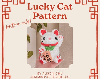 PATTERN ONLY for a Lucky Cat Crochet Amigurumi Plush