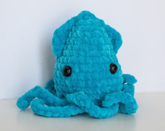MADE TO ORDER (Custom Color) Baby Squid Crochet Plushie Amigurumi Stuffed Animal