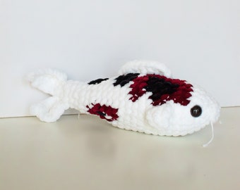 MADE TO ORDER - Ruby and White Koi Fish Crochet Plushie Amigurumi Stuffed Animal