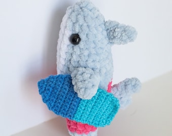 Beachshark with a Surfboard Crochet Plushie Amigurumi Stuffed Animal
