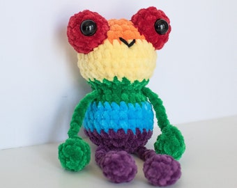 MADE TO ORDER Rainbow Pride Froggy Crochet Plushie Amigurumi Stuffed Animal