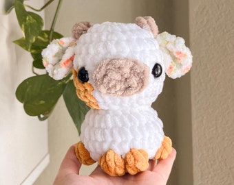 MADE TO ORDER Baby Sitting Cow Crochet Plushie Amigurumi Stuffed Animal | Custom Order, Gifting, Personalized Color Choice!
