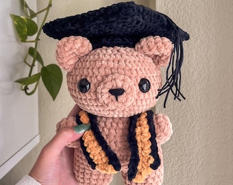 MADE TO ORDER Graduation Bear Crochet Plushie Amigurumi Stuffed Animal | Graduation Custom Order, Gifting, Personalized Gift!