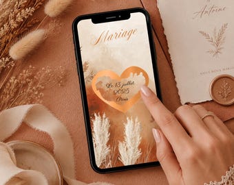 Carte à gratter digitale pampa Terracotta personnalisable - Témoin de mariage  - Annonce fiançailles - Mariage - Save the date