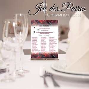 Jeu pour mariage - Jeu des paires - Jeu des binômes - Jeu pour événement