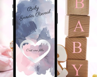 Carte à gratter numérique personnalisée - Naissance - Bébé - Annonce de sexe - Gender reveal - Save the date