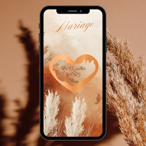 Carte à gratter digitale pampa Terracotta personnalisable - Témoin de mariage  - Annonce fiançailles - Mariage - Save the date