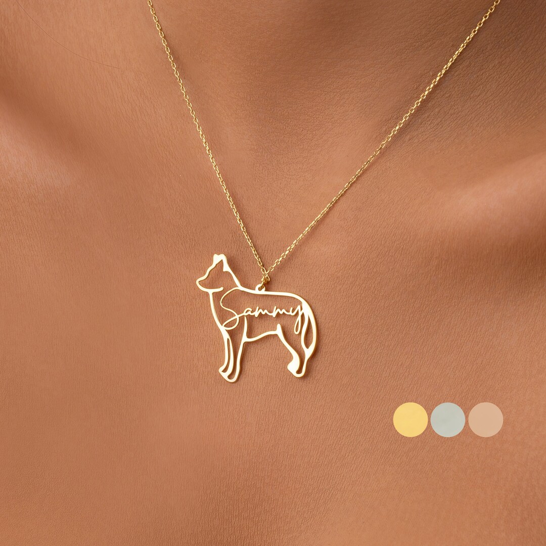 14K Solid Gold Dog Necklace for Women Personalized Pet Etsy