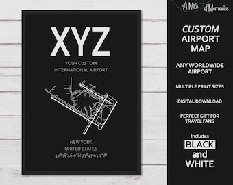 Custom Airport Map Print | Any Airport | Digital Download | Wall Art Gift