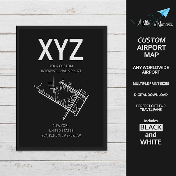 Custom Airport Map Print | Any Airport | Digital Download | Wall Art Gift