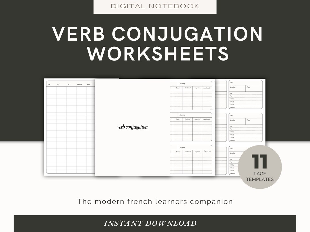 French Verb Conjugation Practice Sheets, Language Learning, Goodnotes, Notability, Vocabulary