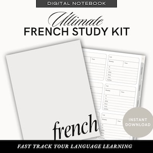 French Language Learning Planner, Goodnotes Notability, Subject Notebook, Verb Conjugation,  Vocabulary, Grammar, Study Workbook, Learn