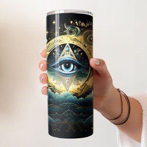 celestial eye of god universe of stars 20oz Skinny Tumbler Sublimation Designs, Straight PNG Digital Download, Celestial Zodiac