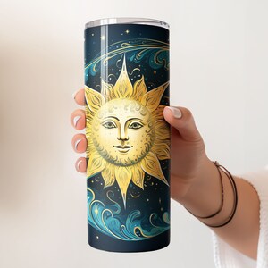 celestial sun ornaments, 2 versions bundle, 20oz Skinny Tumbler Sublimation Designs, Straight PNG Digital Download,