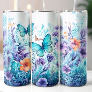 Tumbler Butterfly Burst Template Gift Sublimation Flowers Design Digital Download PNG Instant DIGITAL ONLY,  Tumbler
