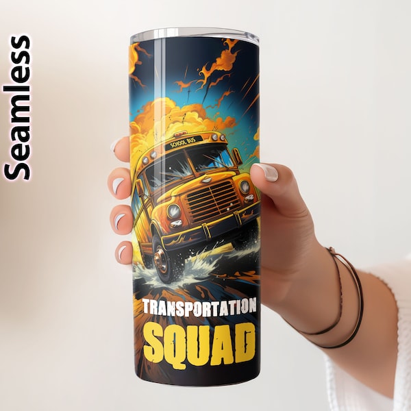 School Bus, Back To School, Bus Driver Seamless 20oz Skinny Straight Tumbler Sublimation, Waterslide Design Full Tumbler Wrap Png