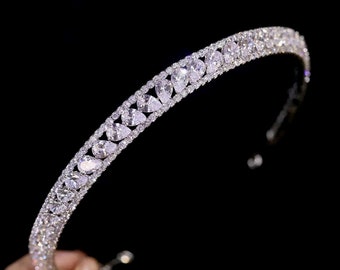 Luxury Zircon Bridal Tiara, Swarovski Crystal Wedding Headband Jewelry, Wedding Crown, Prom Diadem Wedding Hair Accessory, Bridal Headpiece