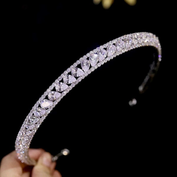 Luxury Zircon Bridal Tiara, Swarovski Crystal Wedding Headband Jewelry, Wedding Crown, Prom Diadem Wedding Hair Accessory, Bridal Headpiece